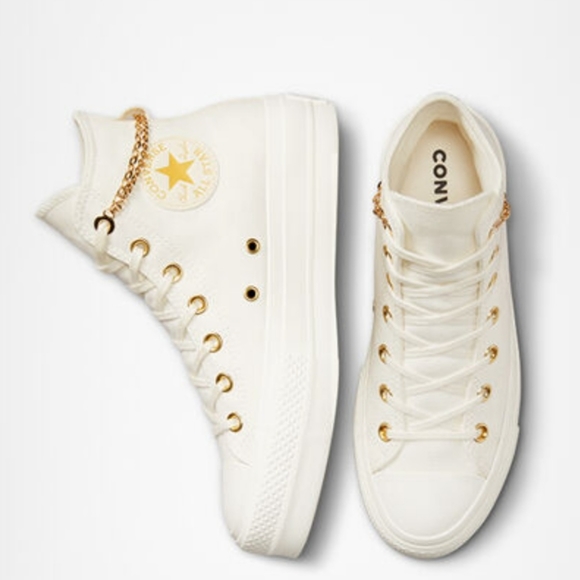 Converse | Shoes | Converse Ctas Lift Hi Platform Gold Chain Womens Sz  A4453c | Poshmark